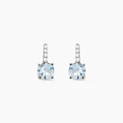 Bijoux D'oreilles Monroe Or Blanc Topaze Oxyde De Zirconium