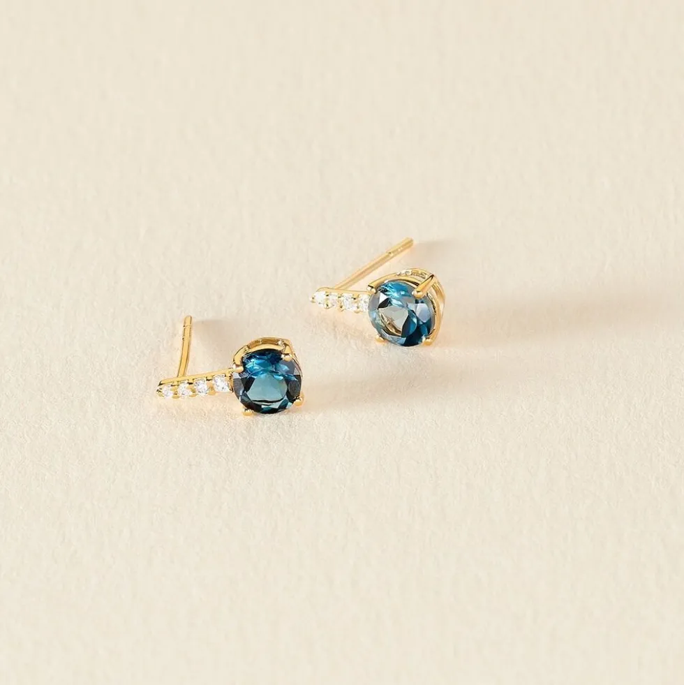 Bijoux D'oreilles Monroe Or Jaune Topaze Oxyde De Zirconium