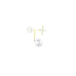 Bijoux D'oreilles Norah Or Jaune Perle De Culture Et Oxyde