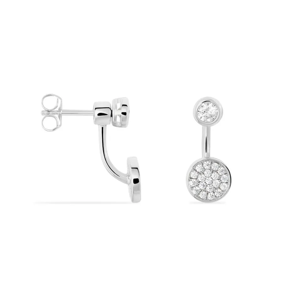 Bijoux D'oreilles Perline Argent Blanc Oxyde De Zirconium