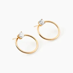 Bijoux D'oreilles Plaqué Or Jaune Amariah Oxydes De Zirconium