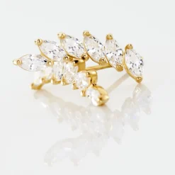 Bijoux D'oreilles Sparkle Or Jaune Oxyde De Zirconium
