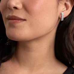 Bijoux D'oreilles Argent Blanc Precieux Flocon Oxyde De Zirconium