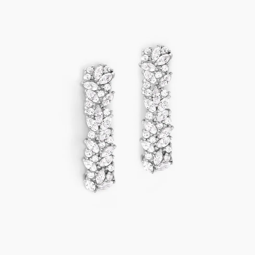 Bijoux D'oreilles Argent Blanc Precieux Flocon Oxyde De Zirconium