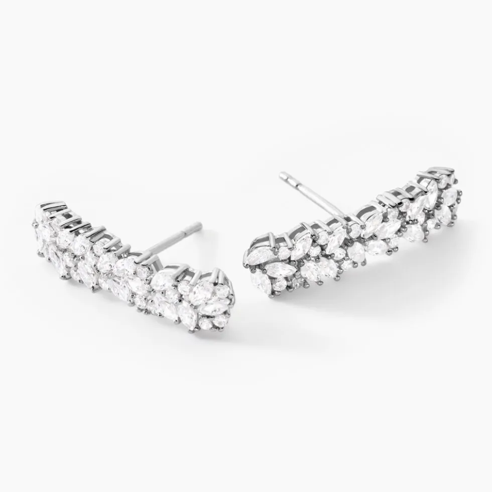 Bijoux D'oreilles Argent Blanc Precieux Flocon Oxyde De Zirconium
