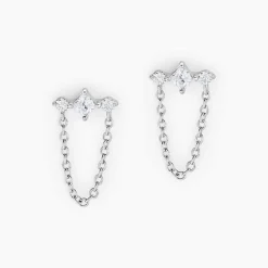 Bijoux D'oreilles Desert Argent Blanc Oxyde De Zirconium