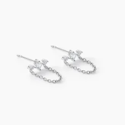 Bijoux D'oreilles Desert Argent Blanc Oxyde De Zirconium