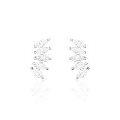 Bijoux D'oreilles Edma Or Blanc Oxyde De Zirconium