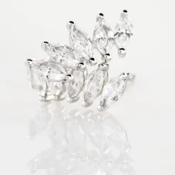Bijoux D'oreilles Edma Or Blanc Oxyde De Zirconium