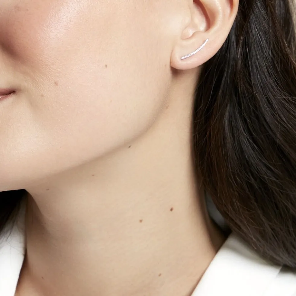 Bijoux D'oreilles Eleana Or Blanc Oxyde De Zirconium