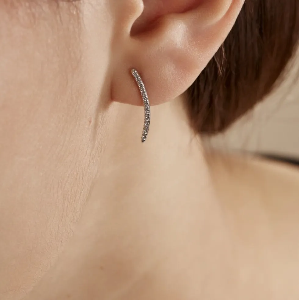 Bijoux D'oreilles Eleana Or Blanc Oxyde De Zirconium