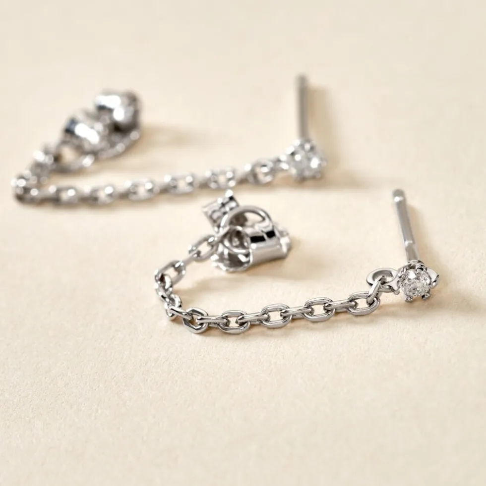 Bijoux D'oreilles Fantaisia Argent Blanc Oxyde De Zirconium