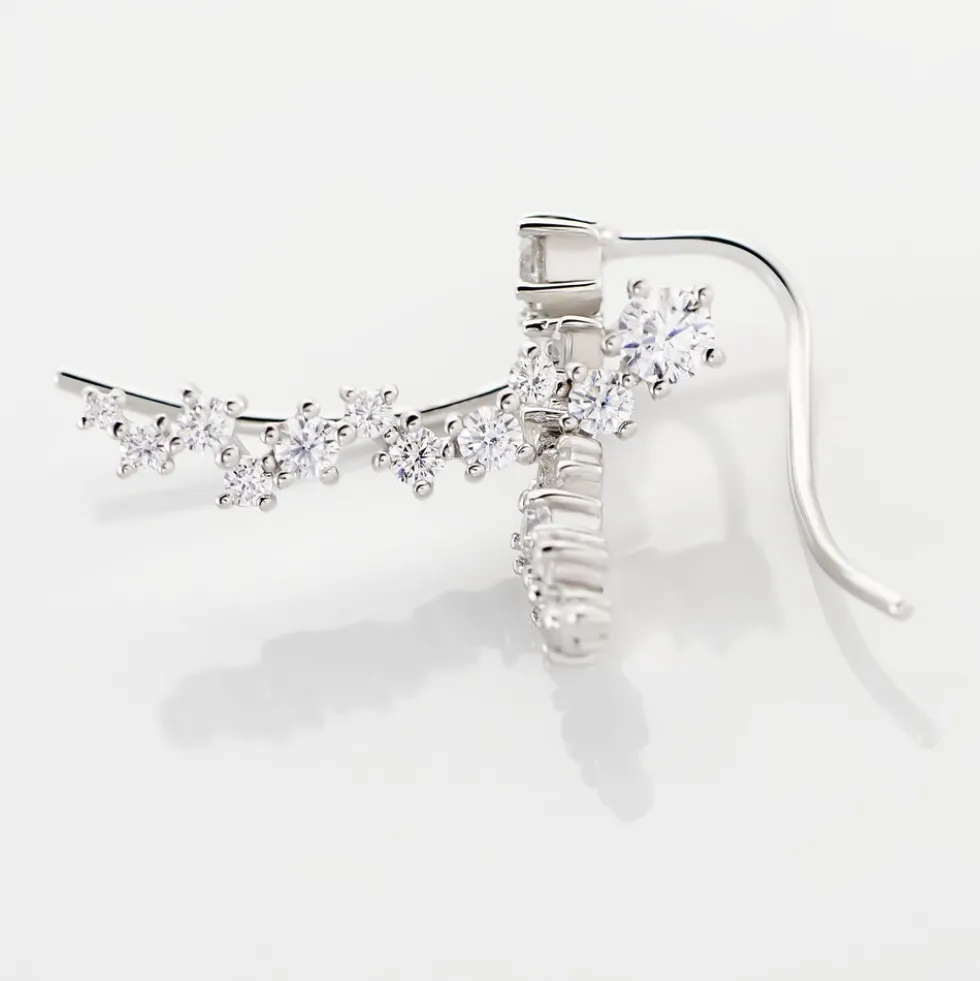 Bijoux D¿oreilles Grimpants Enza Argent Blanc Oxyde De Zirconium