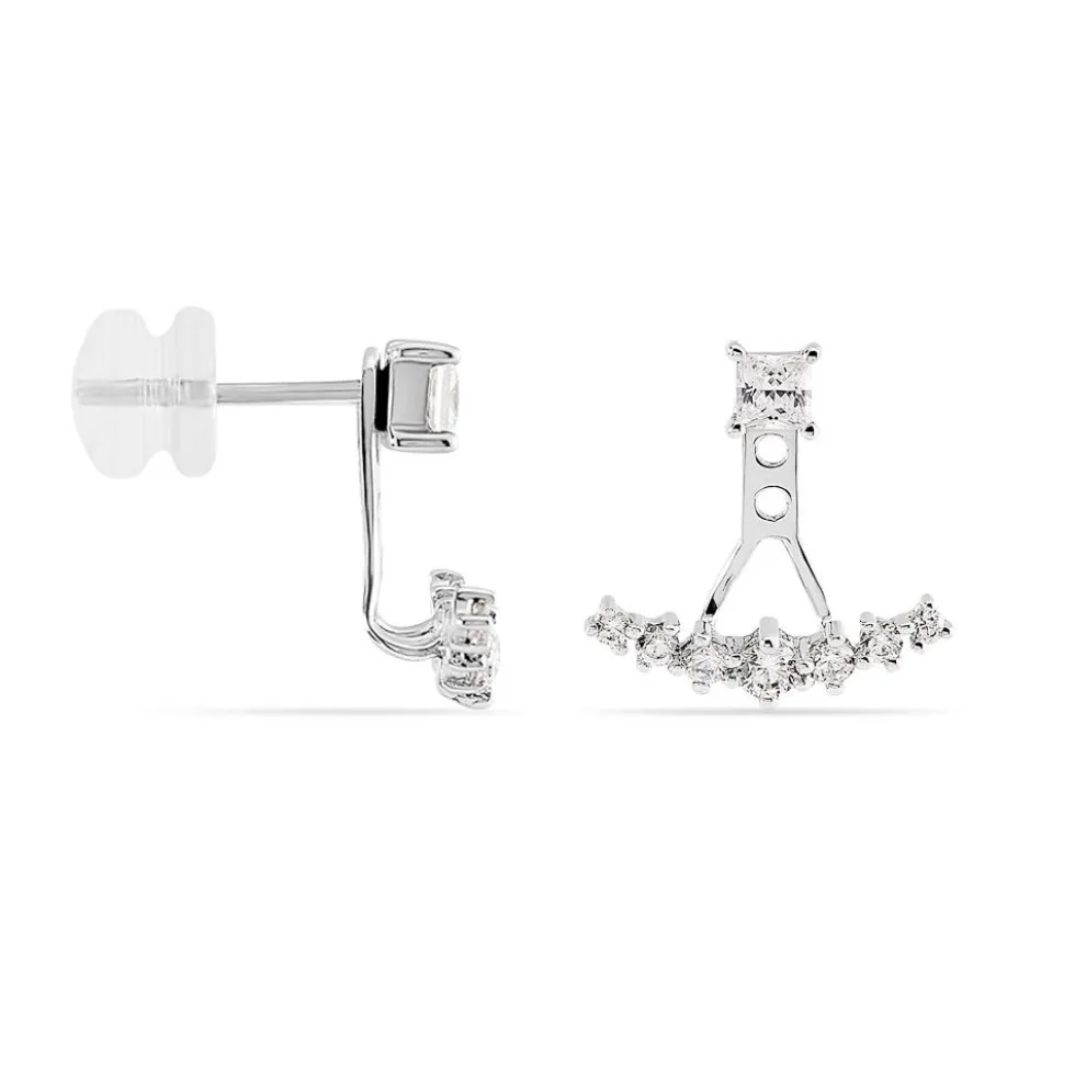 Bijoux D'oreilles Kyoto Or Blanc Oxyde De Zirconium