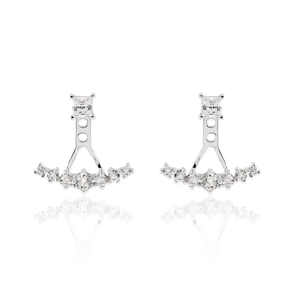 Bijoux D'oreilles Kyoto Or Blanc Oxyde De Zirconium