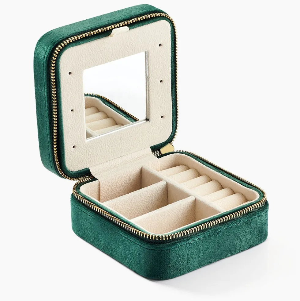 Boite à Bijou Tissu Vert