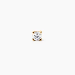 Boucle D'oreille Puce Unitaire Adam Plaqué Or Jaune Oxyde De Zirconium