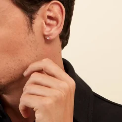 Boucle D'oreille Puce Unitaire Victoria Or Blanc Diamant