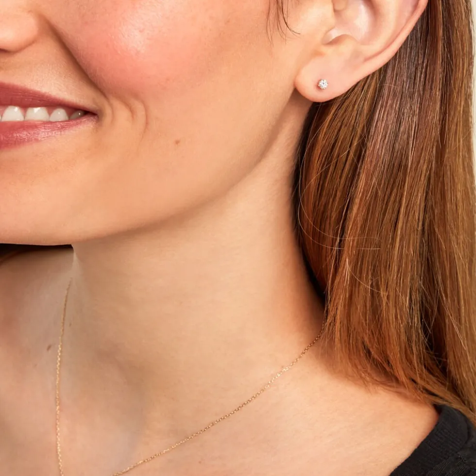 Boucle D'oreille Puce Unitaire Victoria Or Jaune Diamant