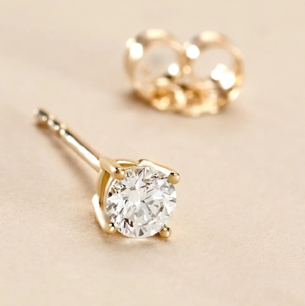 Boucle D'oreille Puce Unitaire Victoria Or Jaune Diamant