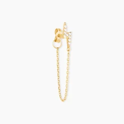 Boucle D'oreille Unitaire Fionola Or Jaune Oxyde De Zirconium