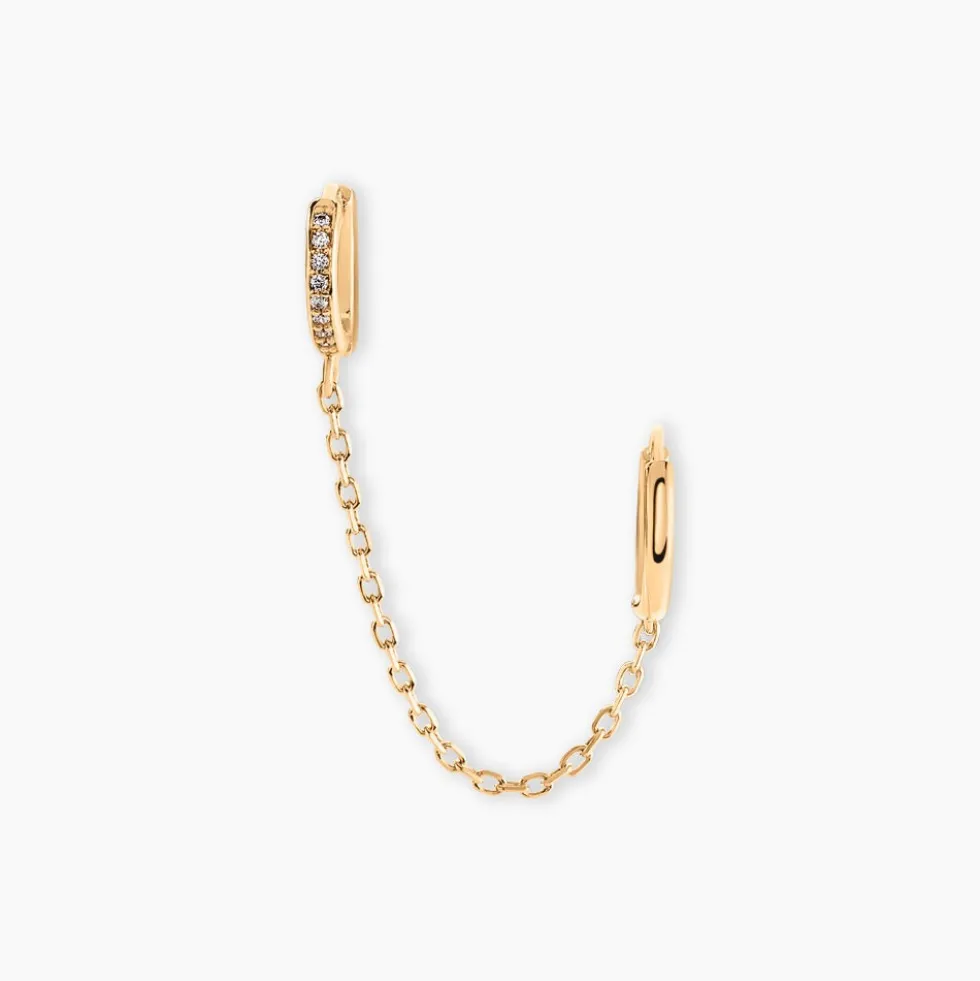 Boucle D'oreille Unitaire Plaqué Or Thed Oxydes De Zirconium