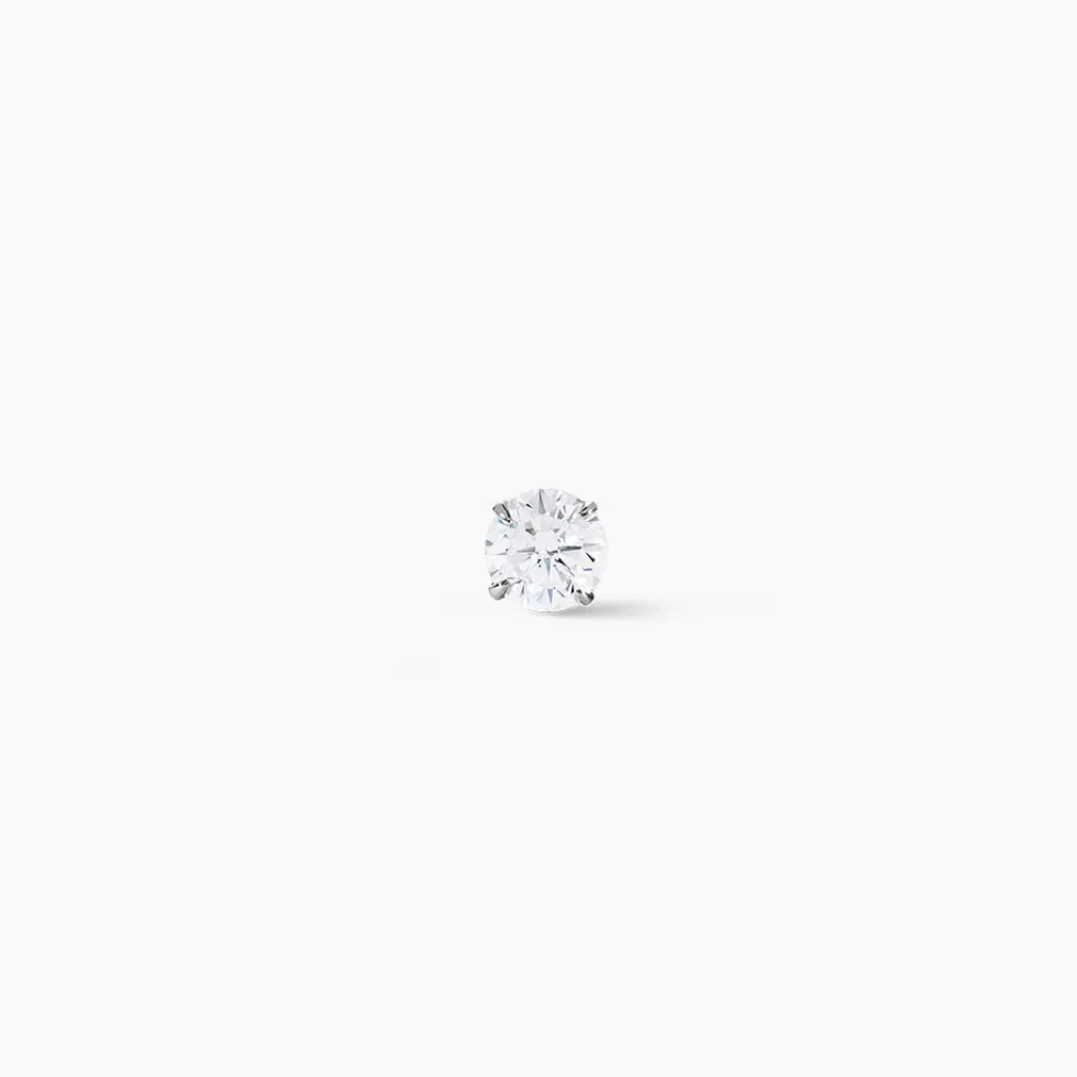 Boucle D'oreille Puce Unitaire Niels Argent Blanc Oxyde De Zirconium