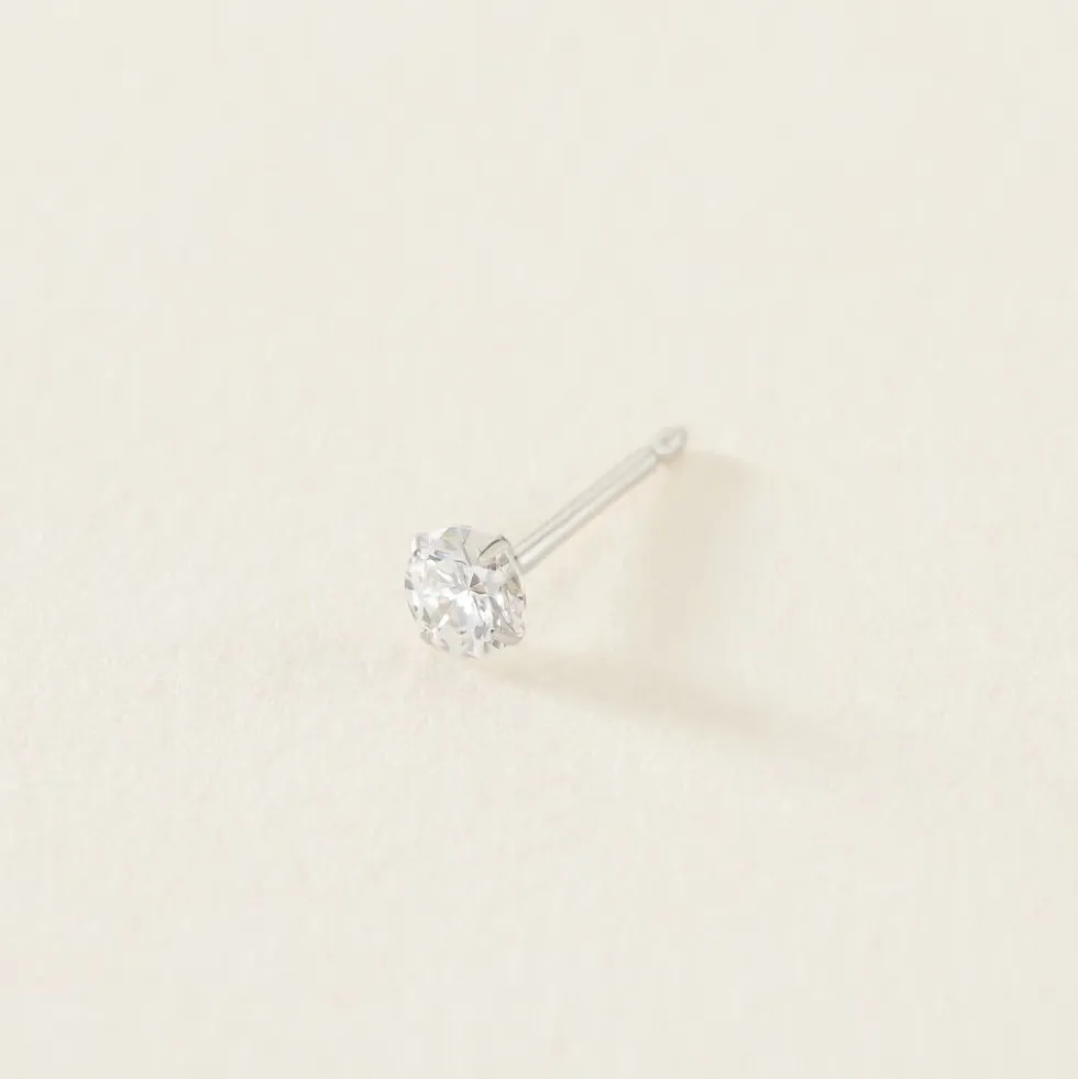 Boucle D'oreille Puce Unitaire Niels Argent Blanc Oxyde De Zirconium
