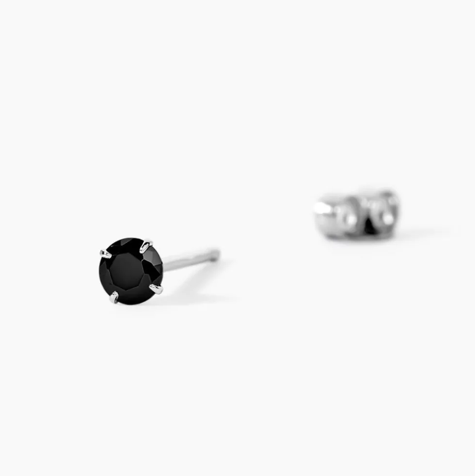 Boucle D'oreille Puce Unitaire Niels Argent Blanc Oxyde De Zirconium