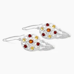 Boucles D'oreilles Argent Blanc Lorena Ambre