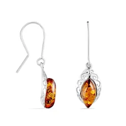 Boucles D'oreilles Argent Blanc Enya Ambre