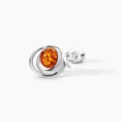 Boucles D'oreilles Argent Blanc Franjo Ambre