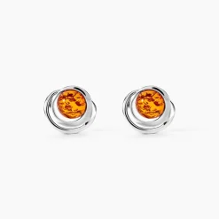 Boucles D'oreilles Argent Blanc Franjo Ambre