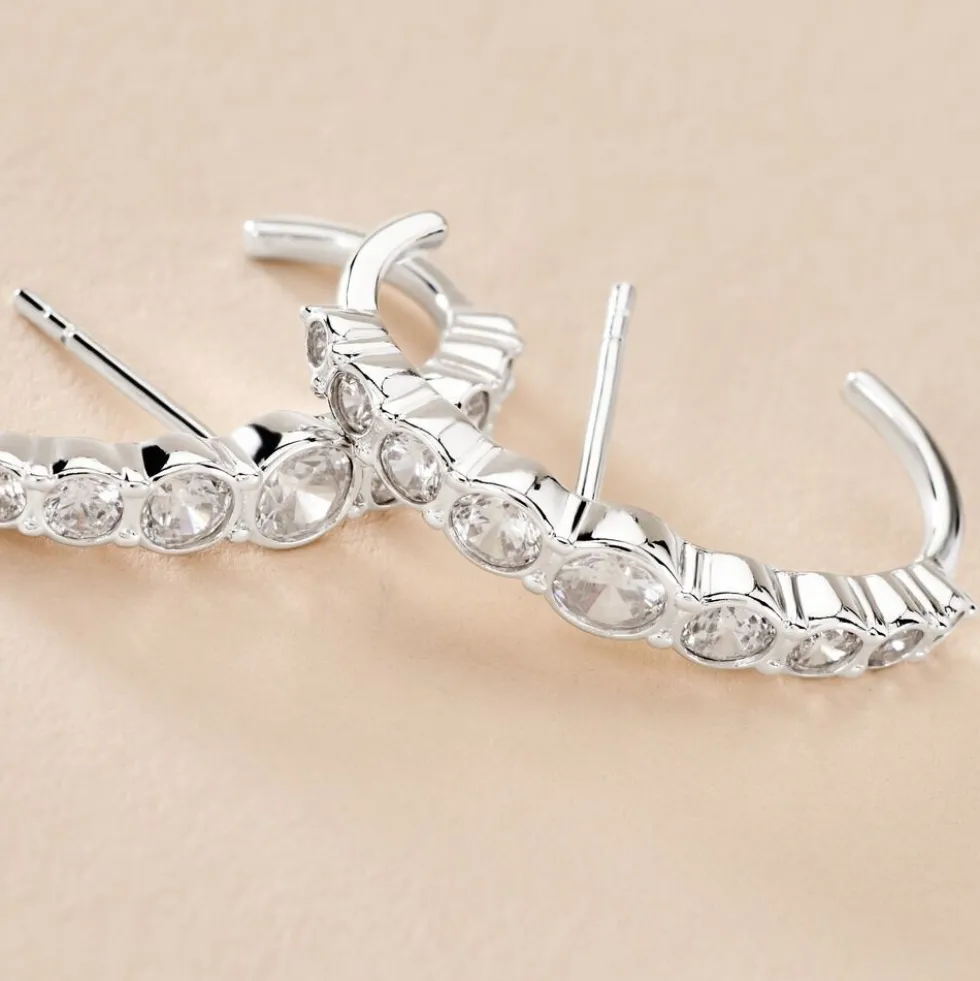 Boucles D'oreilles Liviu Argent Blanc Oxyde De Zirconium