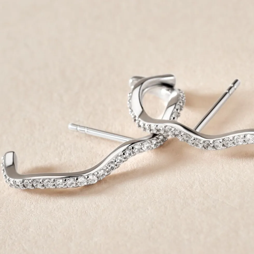 Boucles D'oreilles Lowri Argent Blanc Oxyde De Zirconium