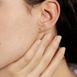 Boucles D'oreilles Or Blanc Victoria Puces Diamants