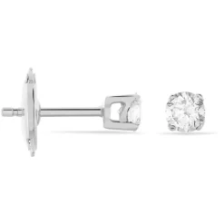 Boucles D'oreilles Or Blanc Victoria Puces Diamants