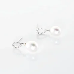Boucles D'oreilles Pendantes Or Blanc Jessamyn Perles De Culture Oxyde