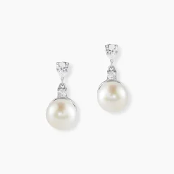 Boucles D'oreilles Pendantes Melya Argent Perle De Culture Et Oxyde