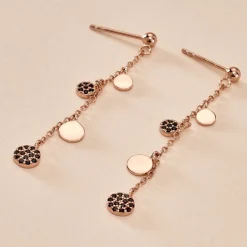 Boucles D'oreilles Pendantes Lorainne Argent Bicolore Oxyde