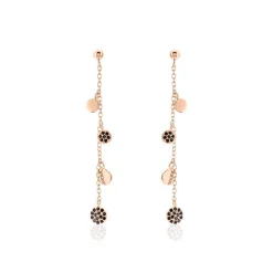 Boucles D'oreilles Pendantes Lorainne Argent Bicolore Oxyde
