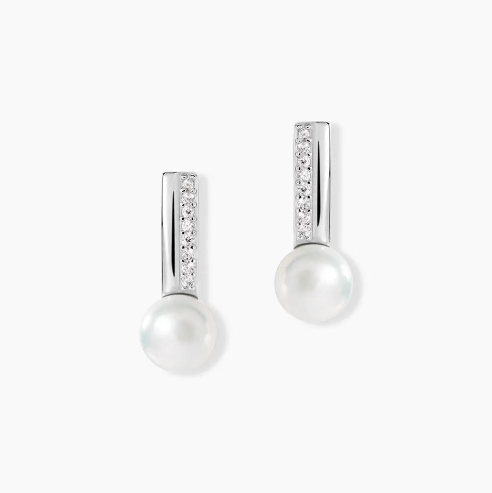 Boucles D'oreilles Pendantes Kathy Argent Perle De Culture Et Oxyde