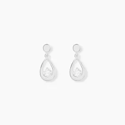 Boucles D'oreilles Pendantes Phaenna Or Blanc Oxyde De Zirconium