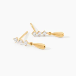 Boucles D'Oreilles Pendantes Johanie Or Jaune Oxyde De Zirconium
