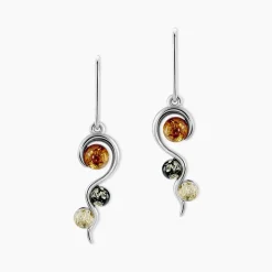 Boucles D'oreilles Pendantes Murriel Argent Blanc Ambre