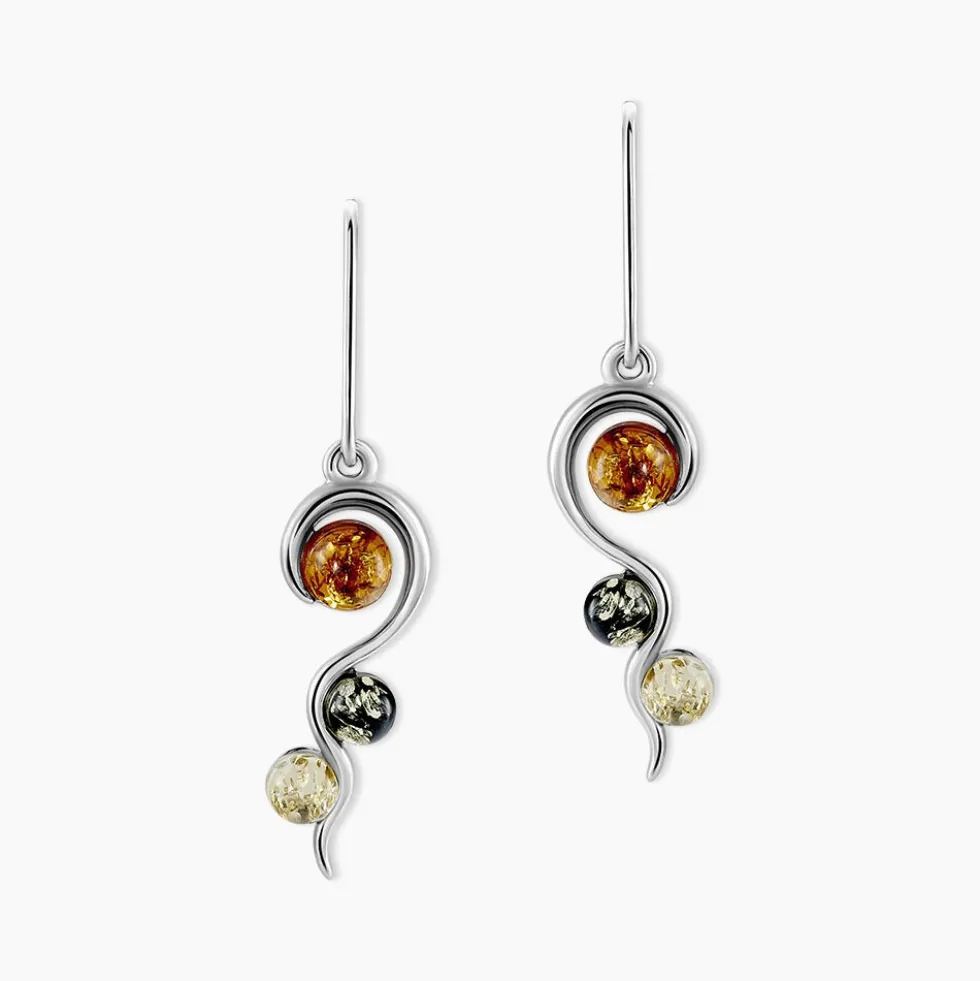 Boucles D'oreilles Pendantes Murriel Argent Blanc Ambre