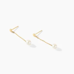 Boucles D'oreilles Pendantes Adriette Or Jaune Perle De Culture
