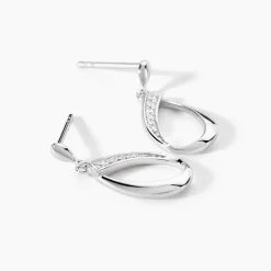 Boucles D'oreilles Pendantes Maritie Argent Blanc Oxyde De Zirconium