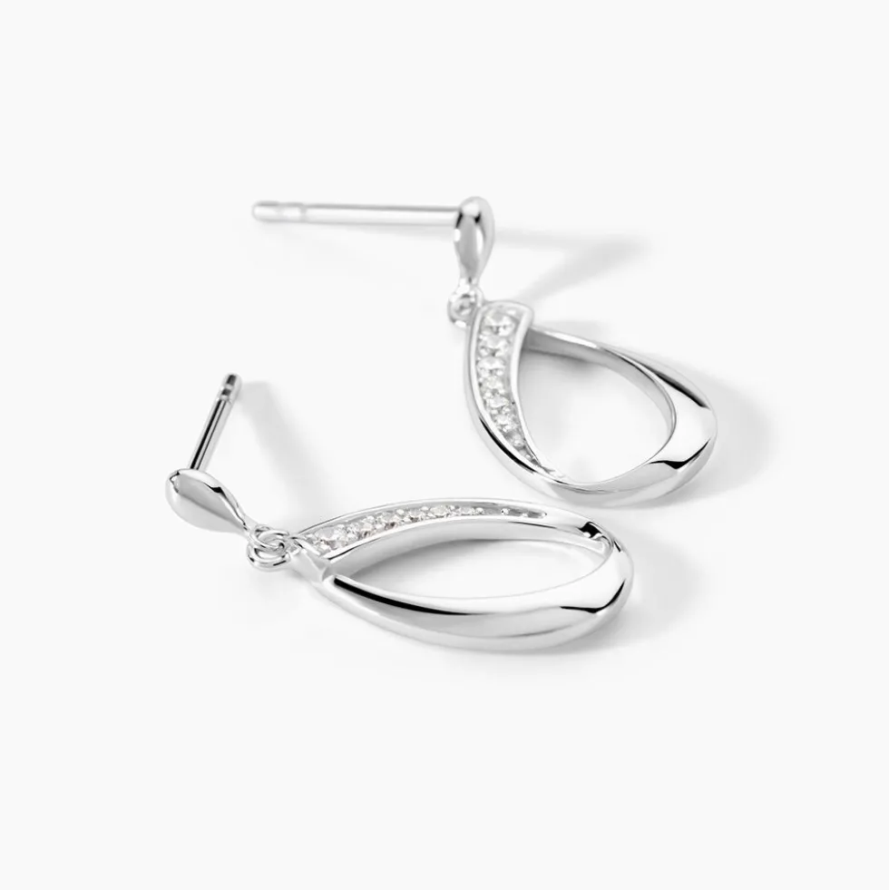 Boucles D'oreilles Pendantes Maritie Argent Blanc Oxyde De Zirconium