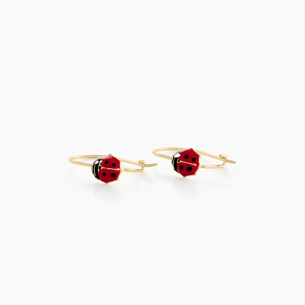 Boucles D'oreilles Pendantes Helidie Coccinelle Or Jaune